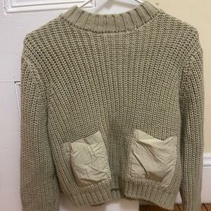 Zara Olive Knit Sweater with Pockets